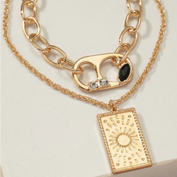 Sun and buckle double layer necklace - Picture 4 of 5